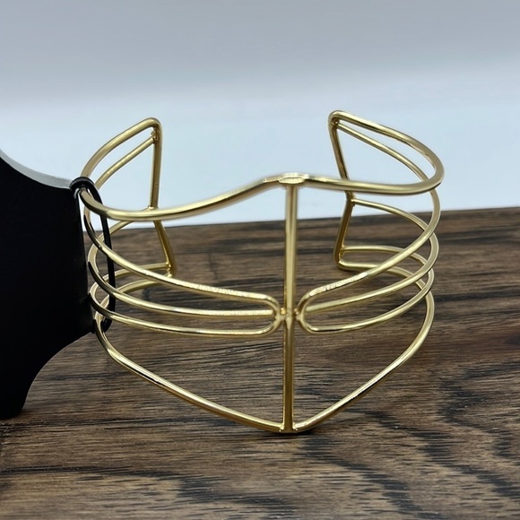 Cuffed Bracelet Geometric by Gennaro Bracelet NWT Gold Tone Minimalist Large - Picture 1 of 9